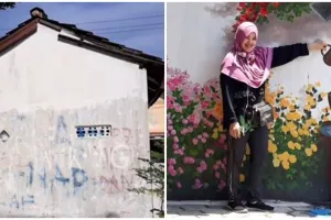 Tembok kumuh bangunan Posyandu ini jadi estetik setelah dilukis, penampakannya sedap dipandang