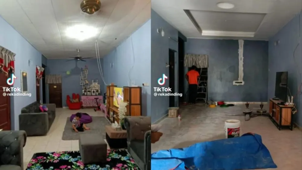 ruang keluarga setelah direnovasi ini bak aula hotel © TikTok