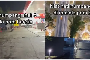 Momen pengendara motor mau numpang salat di pom bensin, penampakan musalanya malah bikin takjub