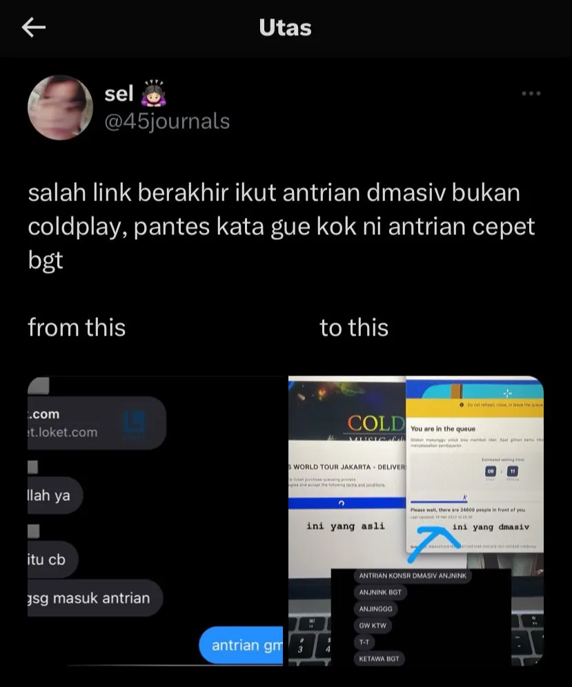 war tiket coldplay nyasar © berbagai sumber