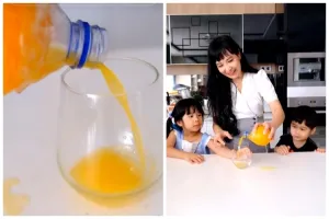 Tanpa blender atau alat peras khusus, ini trik sederhana memeras air jeruk cuma pakai barang bekas