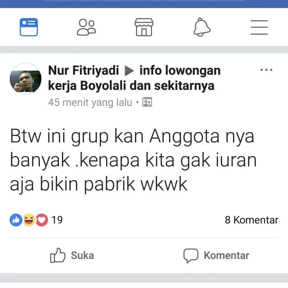 Status Facebook nyeleneh banget Berbagai sumber