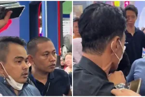 Aksi penangkapan pasutri pencopet ponsel di PRJ oleh pria bergamis biru, sempat tak mau ngaku