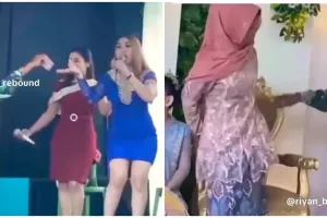 Momen kocak istri ngambek karena suami nyawer biduan di kondangan, ekspresinya nggak habis pikir