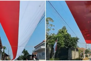 Warga di Pekalongan ini bentangkan bendera Merah Putih sepanjang 1 km jelang HUT RI ke-78, bikin kagum