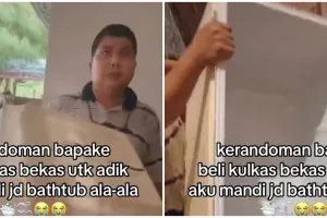 Bapak ini sulap kulkas bekas jadi bathtub buat anak, penampakannya bikin kagum