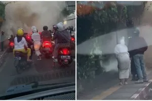 Menghibur di tengah kondisi menegangkan, aksi pocong ikut bantu padamkan kebakaran ini bikin kaget