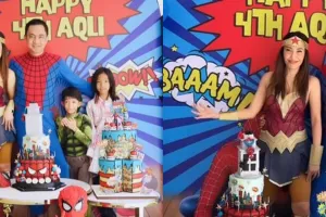 9 Potret Ayu Dewi dan Regi Datau totalitas pakai kostum di ultah anak, pose buah hatinya bikin salfok