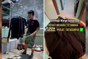 Tinggal di Semarang bak dekat pusat tata surya, pria jemur baju basah auto kering cuma setengah jam