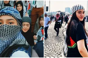 Tuntut Israel hentikan serangan, begini momen 15 seleb ikut Aksi Bela Palestina di Monumen Nasional