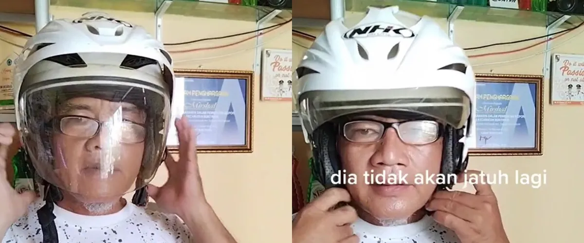 Bukan pakai lem, ini trik perbaiki kaca helm yang longgar jadi bak baru andalkan 1 barang bekas