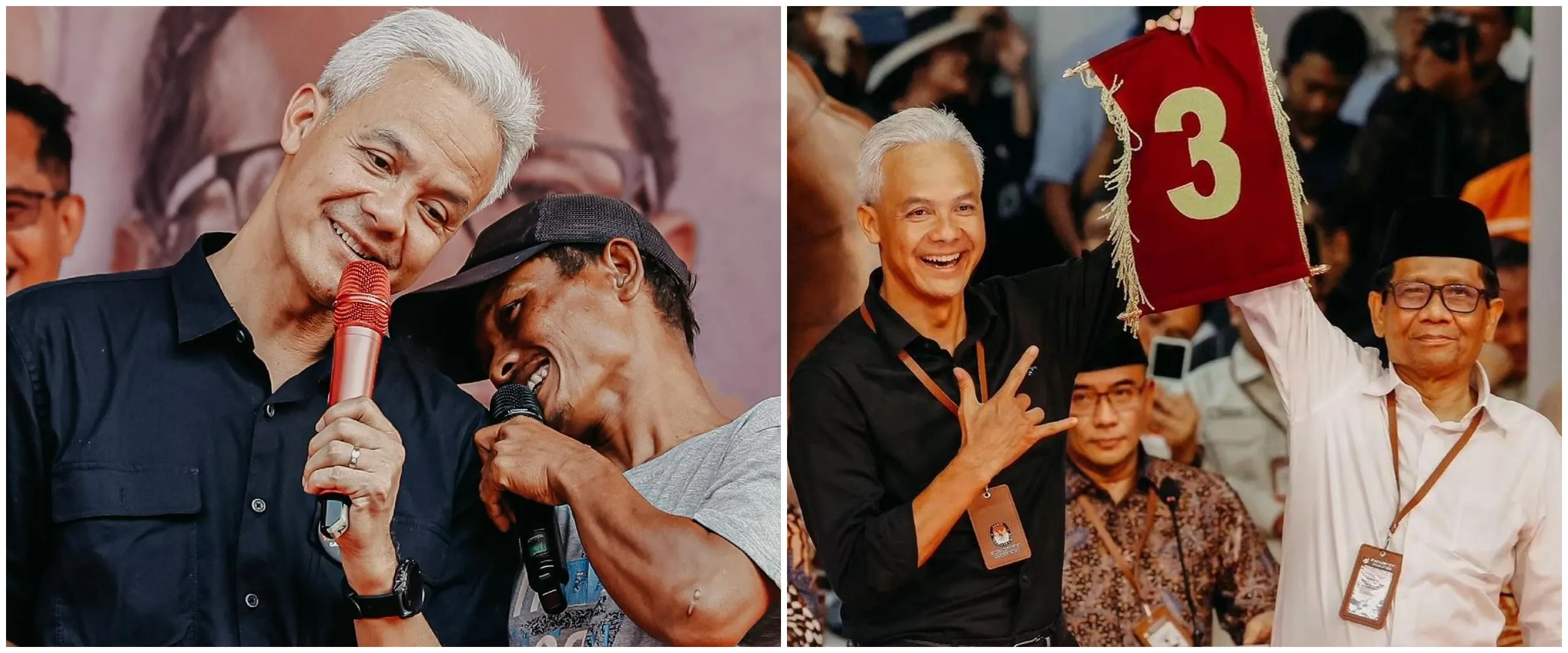 Didatangi bapak-bapak bermasker saat konferensi pers, ekspresi Ganjar dan istri tuai sorotan