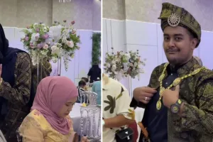 Kembaran baju dengan pengantin pria, momen wanita saat hadiri pernikahan ini endingnya bikin ngakak