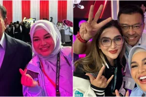 Beda pilihan politik, 7 momen Aurel Hermansyah bareng orang tua di debat capres ini bikin adem