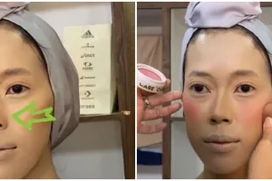 Transformasi makeup pengantin wajah lonjong ini hasilnya jadi proporsional bak beda orang, auto fresh