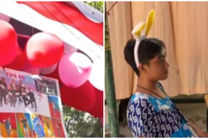 Semarakkan partisipasi pemilih, aksi KPPS pria di Samarinda pakai daster ini bikin emak-emak ngakak