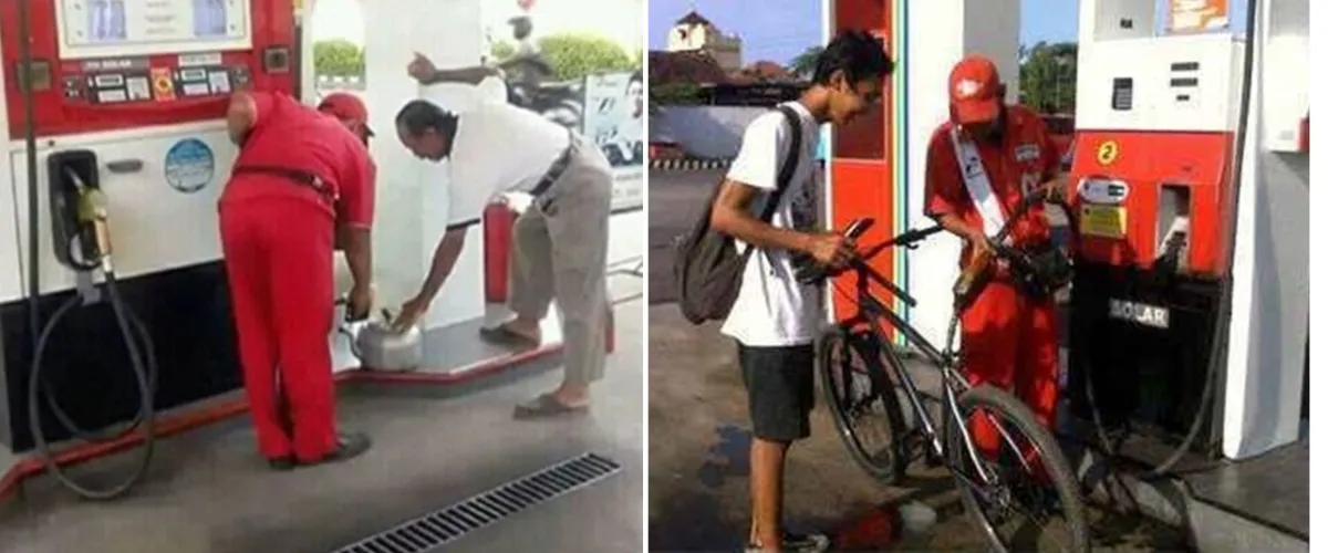 45 Potret kocak kelakuan orang saat isi bensin yang bikin tepuk jidat, ada-ada aja tingkahnya