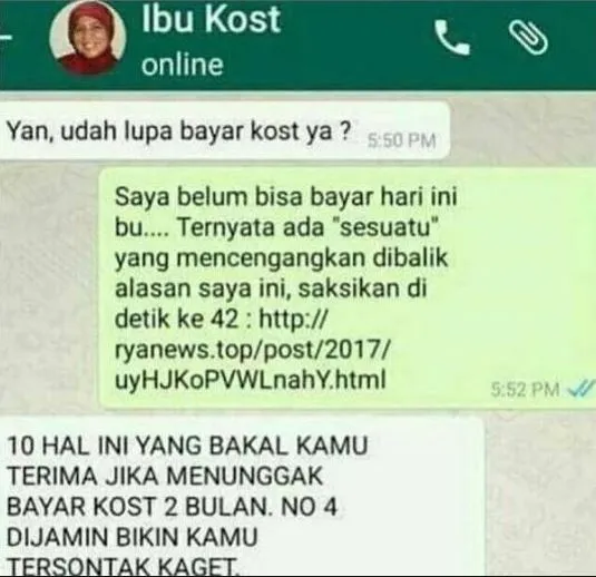 Chat lucu ketika anak kos ditagih uang sewa Berbagai sumber Chat lucu ketika anak kos ditagih uang sewa Berbagai sumber