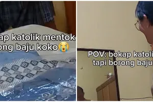 Momen wanita perlihatkan antusiasme sang ayah borong baju koko padahal non muslim ini undang tawa