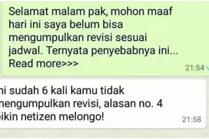 Begini jadinya kalau mahasiswa lagi pusing tetap maksain bimbingan, 11 chat lucunya bikin terkekeh