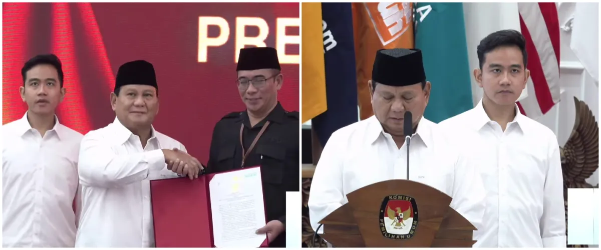 9 Momen penetapan presiden & wakil presiden RI terpilih, Prabowo Subianto peluk 'gemas' Anies Baswedan