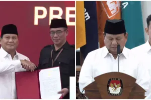 9 Momen penetapan presiden & wakil presiden RI terpilih, Prabowo Subianto peluk 'gemas' Anies Baswedan