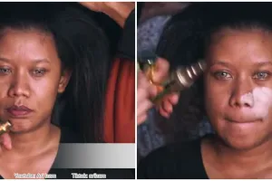Super manglingi, transformasi wajah manten Jawa berkulit sawo matang ini glowing berbalut makeup  bold