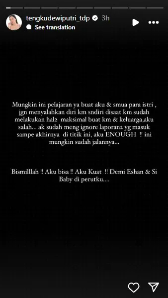 Tengku Dewi bongkar tabiat Andrew © Instagram Tengku Dewi bongkar tabiat Andrew © Instagram