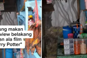 Depannya tampak biasa, penampakan halaman belakang warung ini malah bak hutan di film Harry Potter