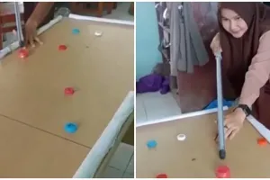 Lifehack nyeleneh siswa bikin mainan biliar versi low budget, nggak kalah seru dengan aslinya