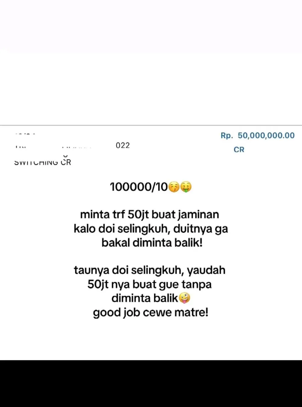 minta 50 juta buat jaminan biar tidak selingkuh © TikTok