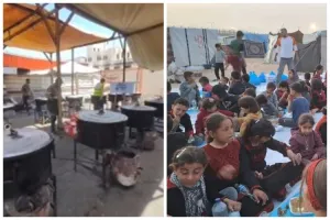 7 Penampakan dapur umum di Rafah Gaza dari Indonesia, belasan panci hidangan jadi rebutan