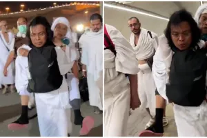 Viral jemaah haji pria gendong lansia yang tertinggal rombongan, cerita di baliknya menyentuh hati