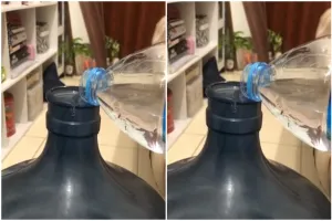 Gabutnya di luar nalar, wanita ini rela effort lebih biar bisa minum air putih favoritnya