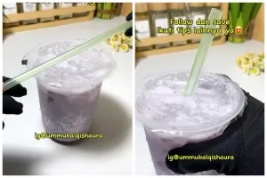 Cara wanita buka kemasan minuman pakai sedotan tumpul ini super praktis, sekali tekan langsung bolong
