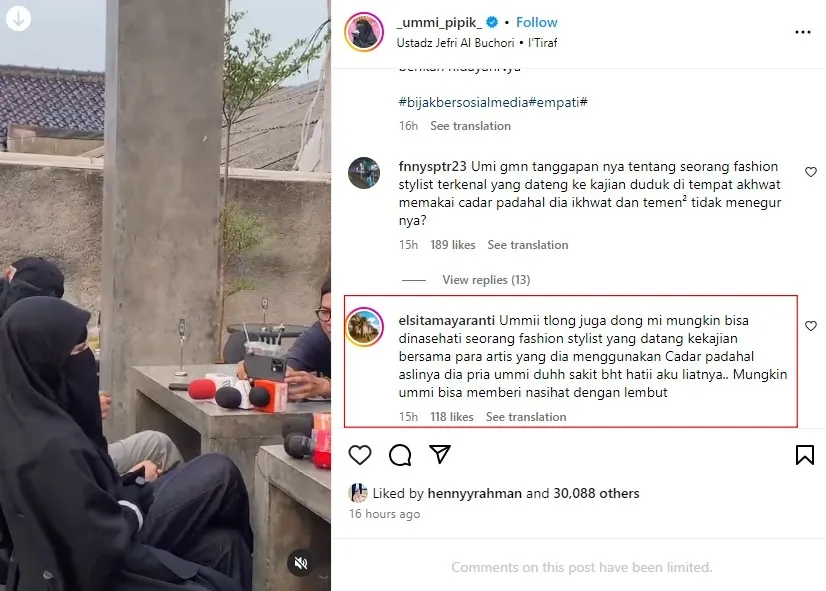 tanggapan Umi Pipik nasihati Wanda Hara © Instagram