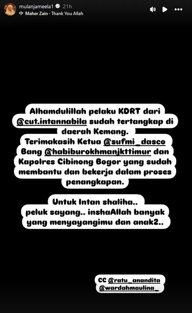 mulan jameela punya andil atas kasus kdrt © instagram mulan jameela punya andil atas kasus kdrt © instagram