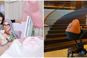 Momen Syahrini menidurkan Princess R di ayunan bayi, wajah sang buah hati bikin penasaran