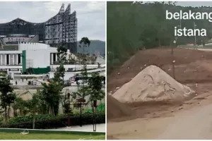 Dari depan tampak bangunan megah, penampakan bagian belakang istana IKN ini kondisinya tak terurus