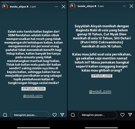 chat ibunda Kamila ke Gus Zizan © berbagai sumber