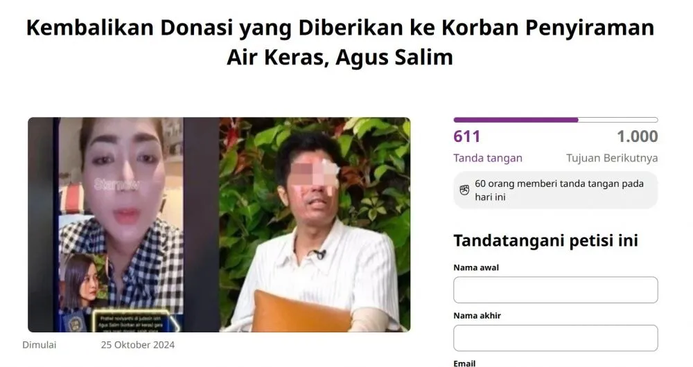 kontroversi kasus Agus Salim korban air keras © 2024 brilio.net