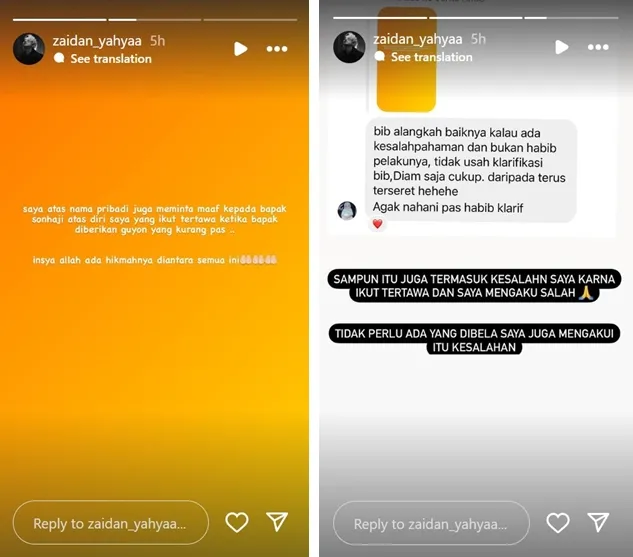habib zaidan yahya minta maaf ikut tertawa  © 2024 Instagram