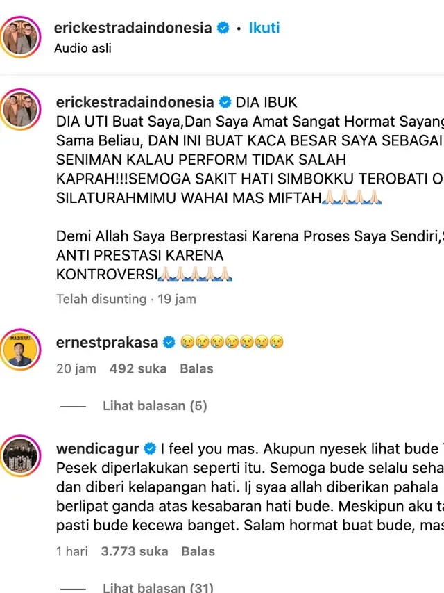 erick estrada soal yati pesek © 2024 brilio.net