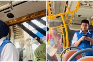 Sikap petugas perempuan tangani kakek-kakek nggak mau turun dari bus khusus wanita ini tuai sorotan