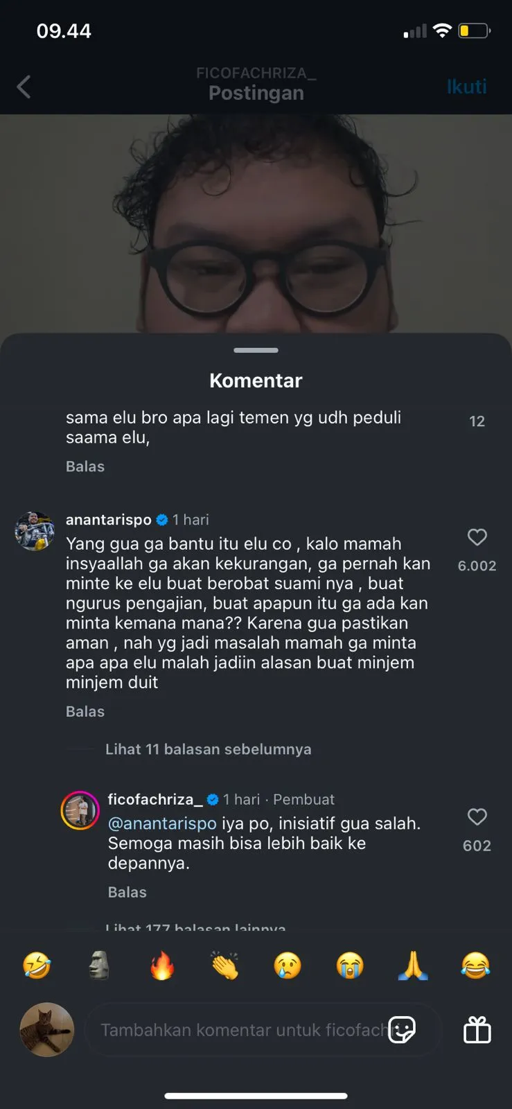 Tanggapan Ananta Rispo © 2024 Instagram