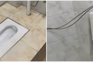 Bukan karena salah desain tapi jamban di toilet ini kelewat kreatif, bingung cara pakainya gimana