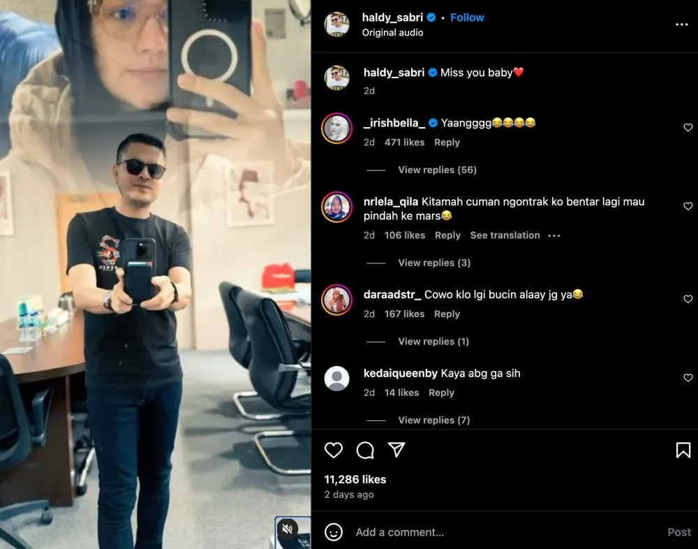 Haldy Sabri ungkapkan rindu ke Irish Bella ini kayak ABG lagi kasmaran © 2025 Instagram
