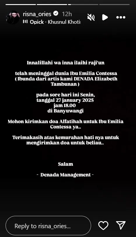 emilia contessa meninggal dunia © 2025 Instagram