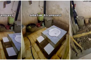 Kamar mandi WC duduk ini awalnya model podium, bujet makeovernya tak main-main bikin penasaran