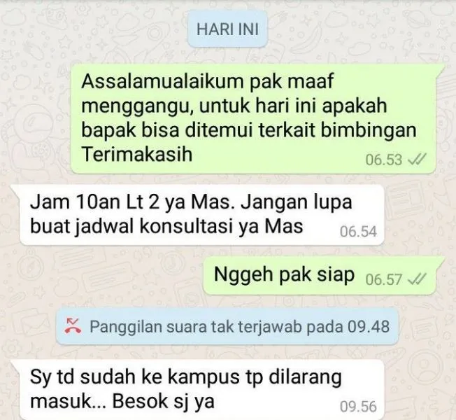 chat lucu mahasiswa akhir dengan dosen pembimbing Berbagai sumber